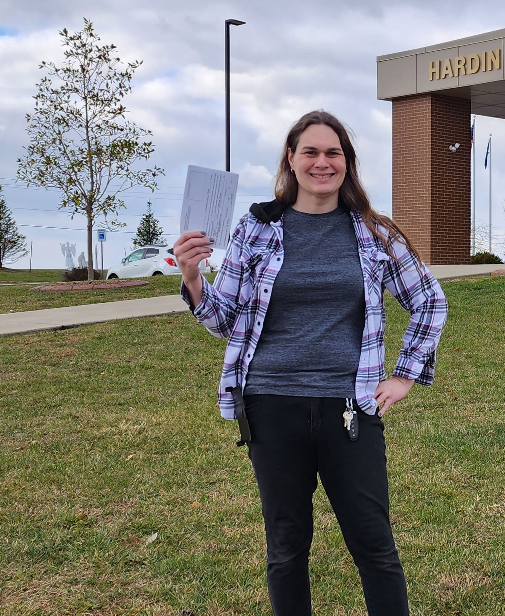 Serenity Johnson outside the Hardin County Clerk's office, on her way to file her candidacy paperwork.